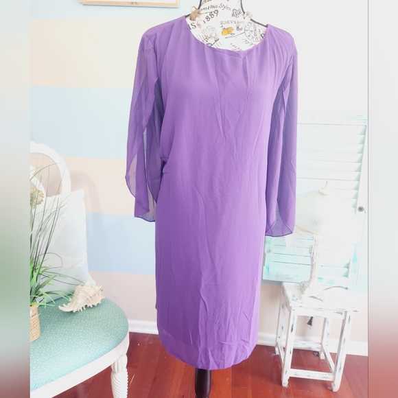 NWT Grace Karin Plus Size Purple Chiffon Dress - Picture 3 of 8
